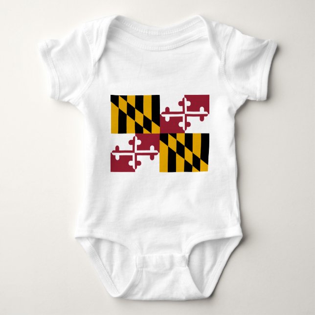 Patriotic baby bodysuit with flag of Maryland, USA (Front)