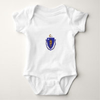 Patriotic baby bodysuit with flag of Massachusetts