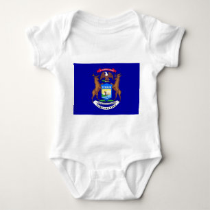 Patriotic baby bodysuit with flag of Michigan