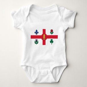Patriotic baby bodysuit with flag of Montreal