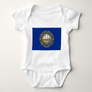 Patriotic baby bodysuit with flag of New Hampshire