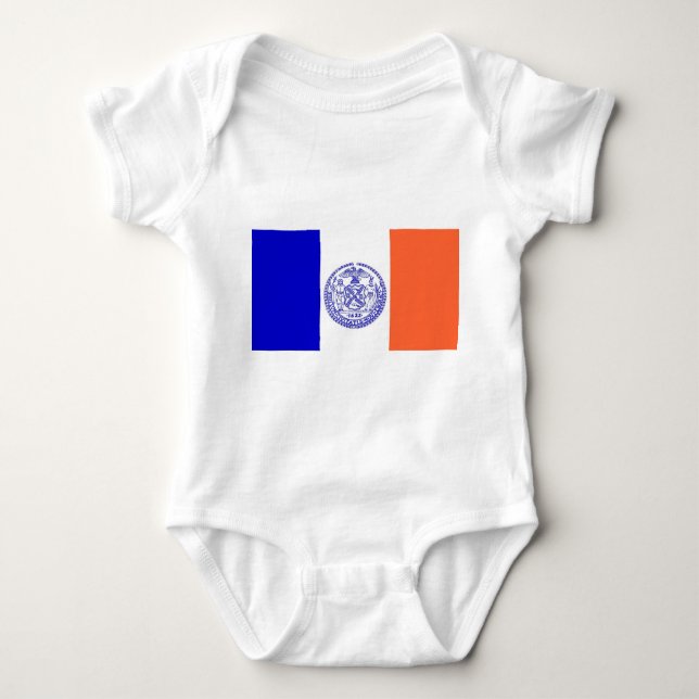 Patriotic baby bodysuit with flag of New York City (Front)