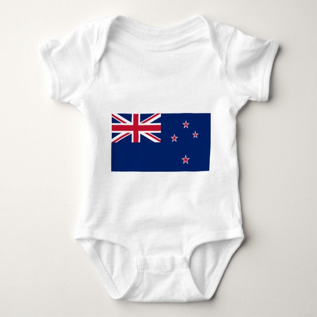 Patriotic baby bodysuit with flag of New Zealand (Front)