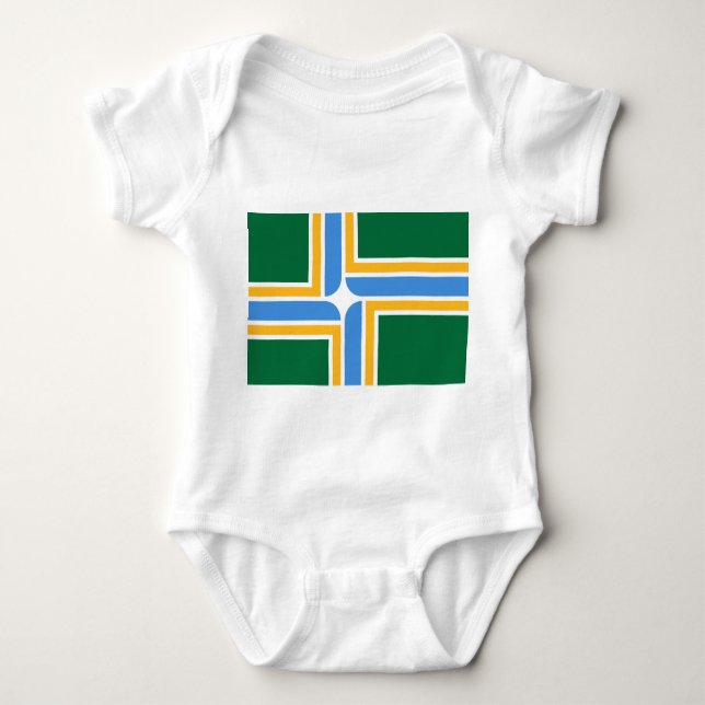 Patriotic baby bodysuit with flag of Portland USA (Front)