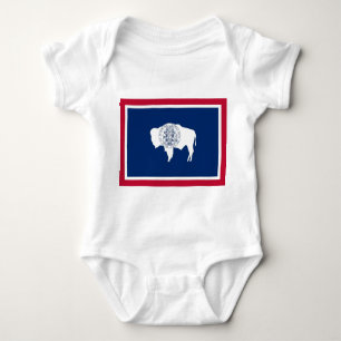 Patriotic baby bodysuit with flag Wyoming