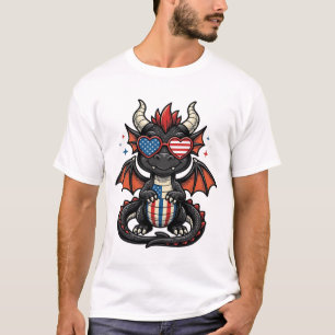 Patriotic Baby Dragon Vintage Vector Shirt Design_
