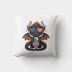 Patriotic Baby Dragon Vintage Vector Shirt Design_ Cushion