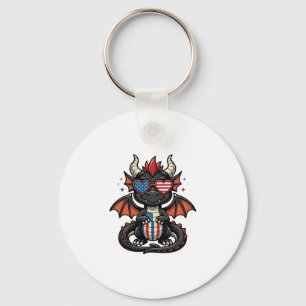 Patriotic Baby Dragon Vintage Vector Shirt Design_ Key Ring