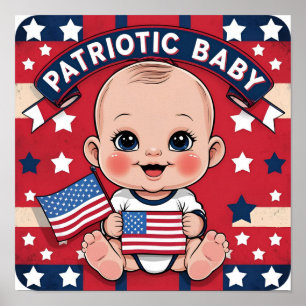 Patriotic Baby Flag Poster Print for Newborns