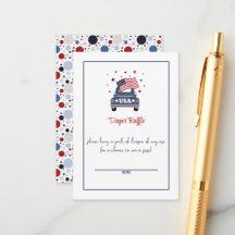 Patriotic Baby Shower Diaper Raffle Card