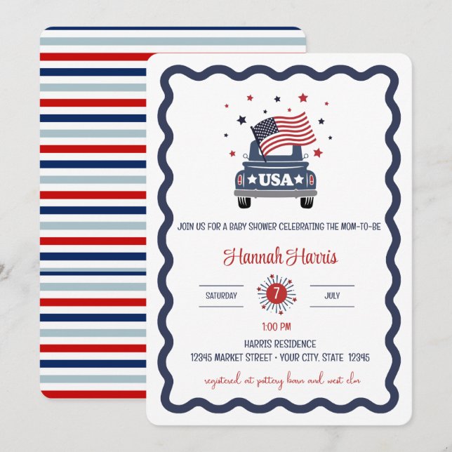 Patriotic Baby Shower Invitation (Front/Back)