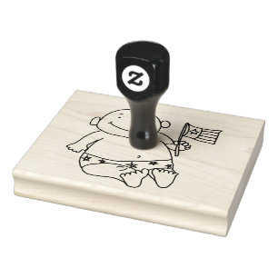 Patriotic Baby With Flag, 4" x 5" Rubber Stamp