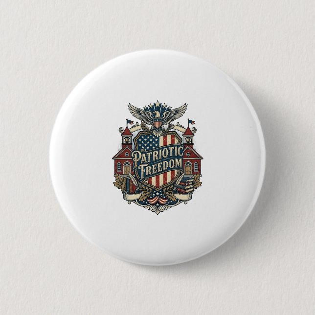 Patriotic Back to School Vector Graphic Tee 6 Cm Round Badge (Front)
