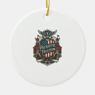 Patriotic Back to School Vector Graphic Tee Ceramic Tree Decoration