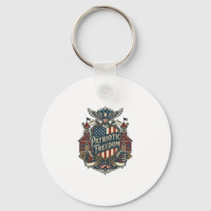 Patriotic Back to School Vector Graphic Tee Key Ring