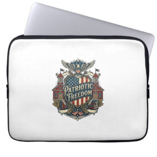 Patriotic Back to School Vector Graphic Tee Laptop Sleeve