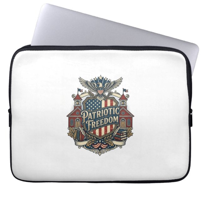 Patriotic Back to School Vector Graphic Tee Laptop Sleeve (Front)