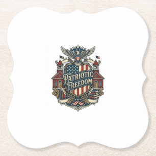Patriotic Back to School Vector Graphic Tee Paper Coaster