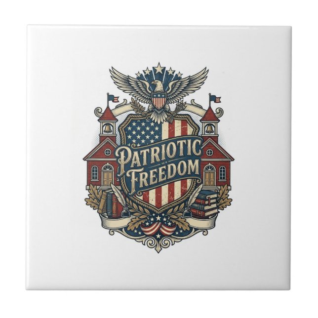 Patriotic Back to School Vector Graphic Tee Tile (Front)