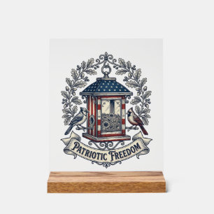 Patriotic Backyard Bird Feeder Vector Graphic Tee_ Acrylic Sign