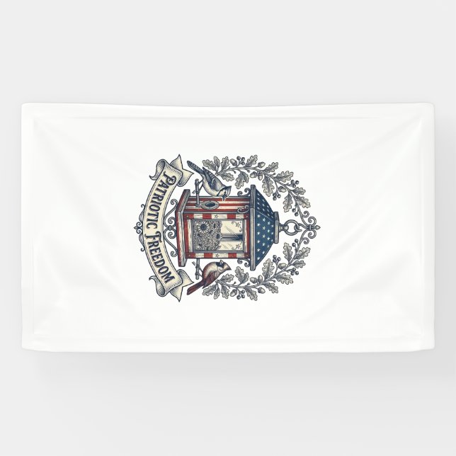 Patriotic Backyard Bird Feeder Vector Graphic Tee_ Banner (Horizontal)