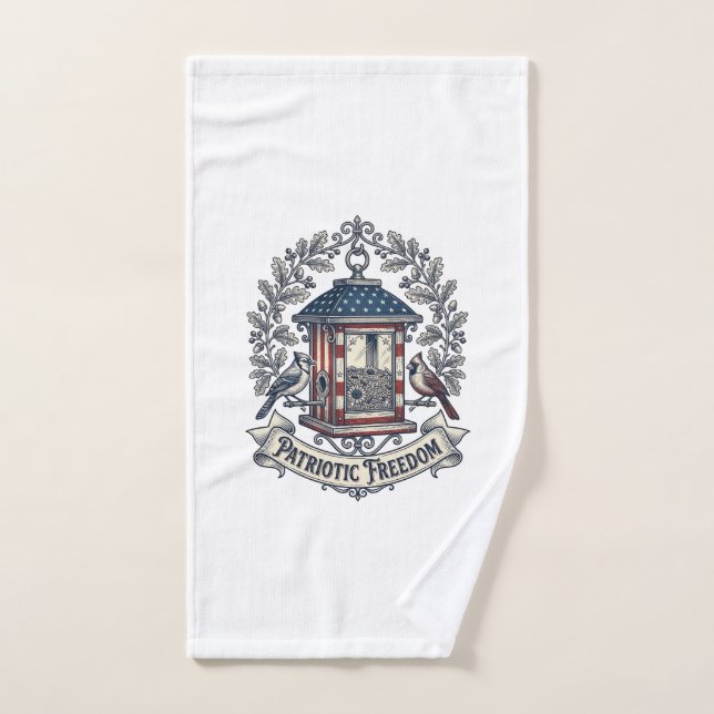 Patriotic Backyard Bird Feeder Vector Graphic Tee_ Hand Towel (Hand Towel)