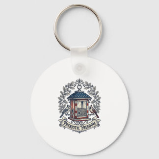 Patriotic Backyard Bird Feeder Vector Graphic Tee_ Key Ring