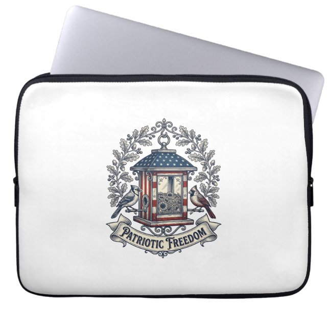 Patriotic Backyard Bird Feeder Vector Graphic Tee_ Laptop Sleeve (Front)