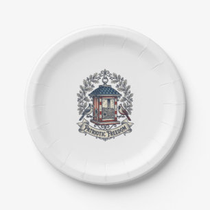 Patriotic Backyard Bird Feeder Vector Graphic Tee_ Paper Plate