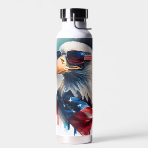 Patriotic Bald Eagle 4th Of July Water Bottle