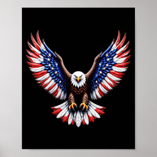 Patriotic Bald Eagle Aamerican Flag Wings Vintage Poster