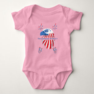 Patriotic Bald Eagle America 250th 4th of July Baby Bodysuit
