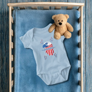 Patriotic Bald Eagle America 250th 4th of July Baby Bodysuit