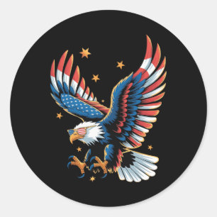 Patriotic Bald Eagle American Flag 4th Of July Eag Classic Round Sticker