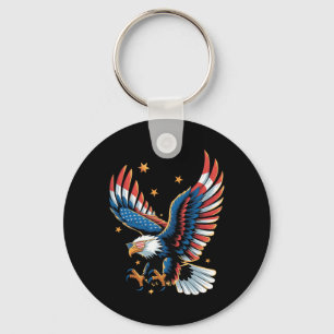 Patriotic Bald Eagle American Flag 4th Of July Eag Key Ring