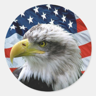 Patriotic Bald Eagle American Flag Classic Round Sticker