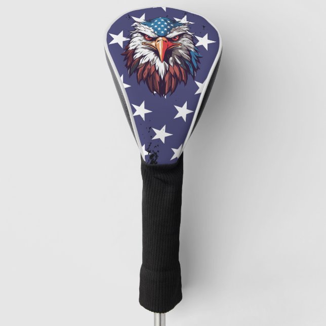 Patriotic Bald Eagle American Flag Golf Driver  Head Cover (Front)