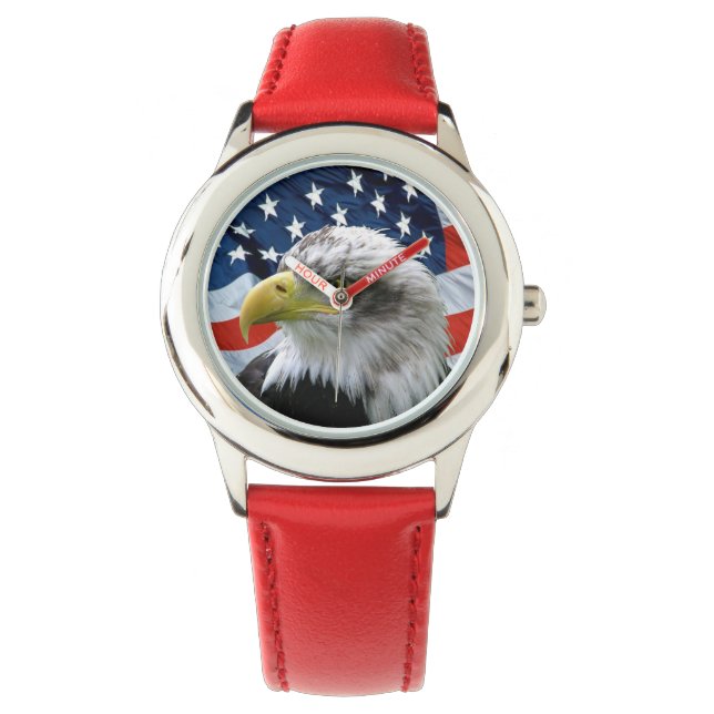 Patriotic Bald Eagle American Flag Watch (Front)
