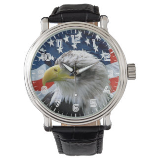 Patriotic Bald Eagle American Flag Watch
