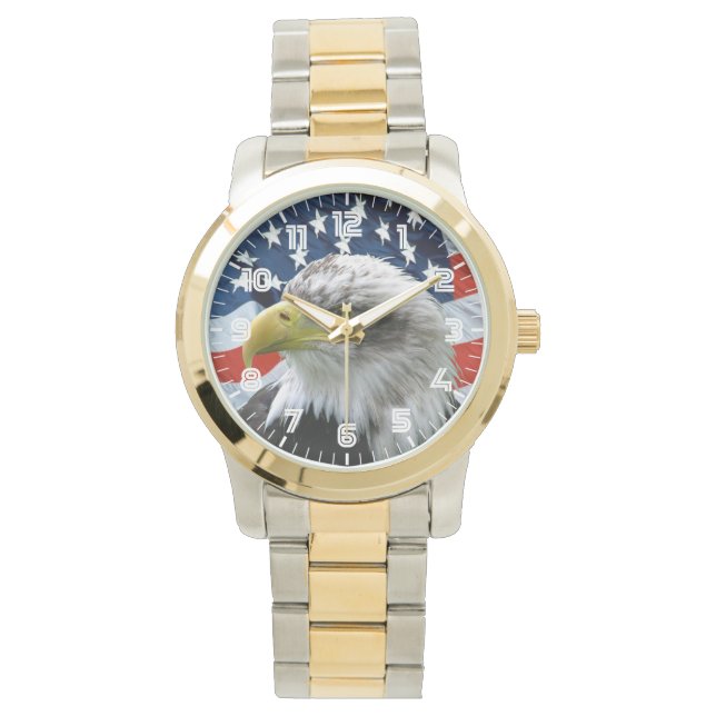 Patriotic Bald Eagle American Flag Watch (Front)