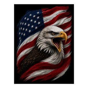 Patriotic Bald Eagle American FreeNation Design Poster