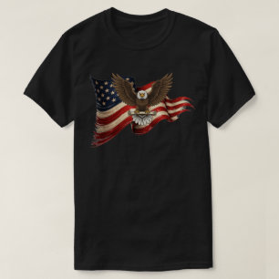 Patriotic Bald Eagle and American Flag T-Shirt