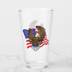 Patriotic Bald Eagle and Flag Glass