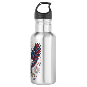 Patriotic Bald Eagle Fireworks Vintage Vector Desi 532 Ml Water Bottle