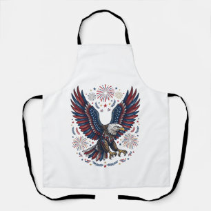 Patriotic Bald Eagle Fireworks Vintage Vector Desi Apron