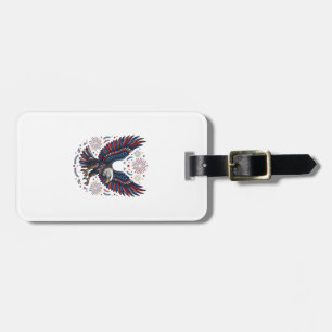 Patriotic Bald Eagle Fireworks Vintage Vector Desi Luggage Tag