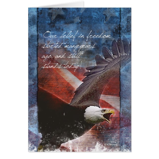 Patriotic Bald Eagle in Flight Thakn You Card (Front)