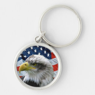 Patriotic Bald Eagle Keychain
