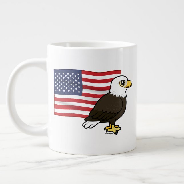 Patriotic Bald Eagle Large Coffee Mug (Left)