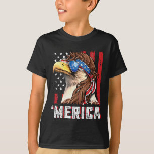 Patriotic Bald Eagle Mullet Merica Usa Flag 4th Of T-Shirt